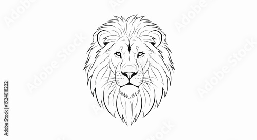 Stylized lion head with flowing mane and intense gaze