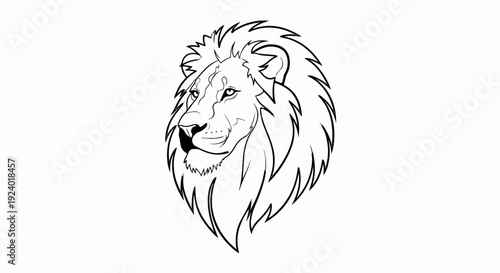 Stylized line art depiction of a fierce lion's head and mane
