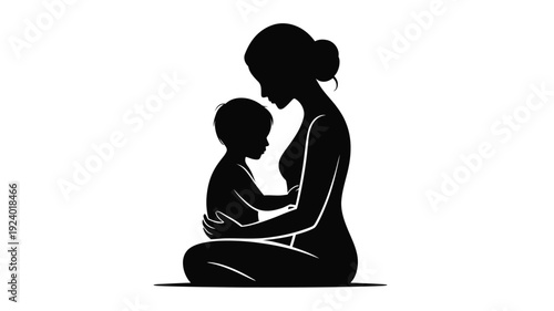 Mother nursing baby silhouette of woman breastfeeding child loving family moment care and nurturing concept