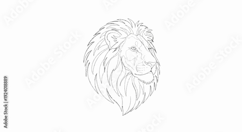 Stylized line art of a lion's head with a full mane, looking right