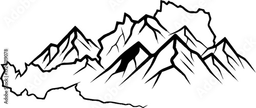 Stylized line art of jagged mountain peaks in black and white