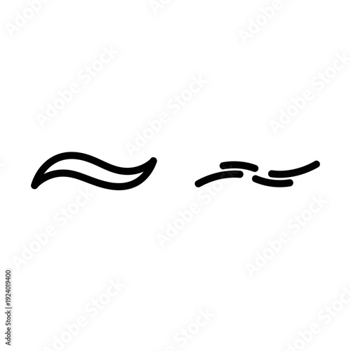 Simple, modern line art icons illustrating a soft flow and a hushed transition, conveying smooth change and gentle movement.