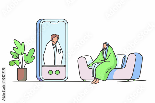 Telemedicine consultation a doctor speaks with a patient via smartphone