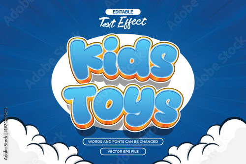 Kids toys editable text effect with blue comic background