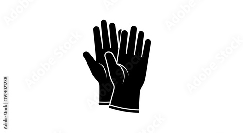 Black Silhouette Icon of Protective Gloves on White Background