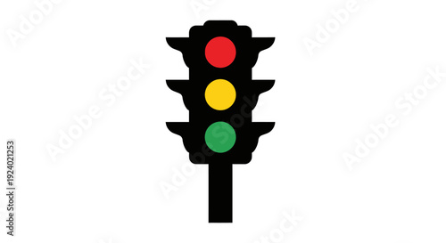 Simple Traffic Light Icon with Red, Yellow, and Green Lights