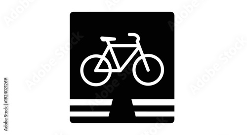 Minimalist Black and White Bicycle Icon on Screen