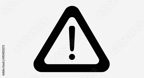 Black Exclamation Mark Warning Triangle Icon on White Background