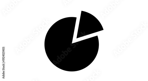 Black Pie Chart Icon with One Slice Detached