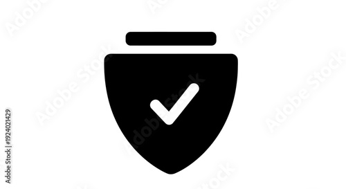 Black Checkmark on Jar Icon Symbolizing Approved Container