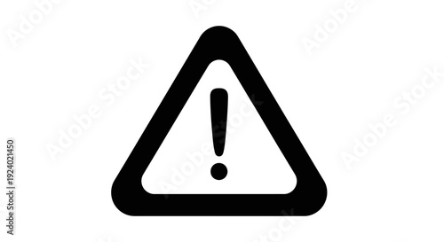 Black Warning Triangle with Exclamation Mark on White Background