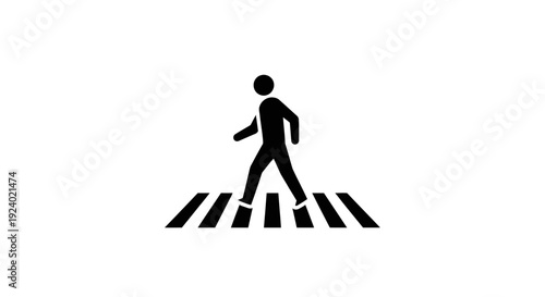 Minimalist Pedestrian Crossing Icon with Walking Figure