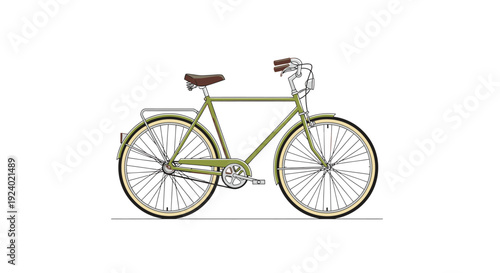 Green bicycle illustration isolated on white background for transportation