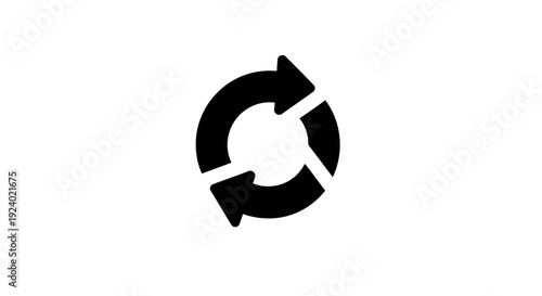 Black Circular Arrows Refresh Icon on White Background