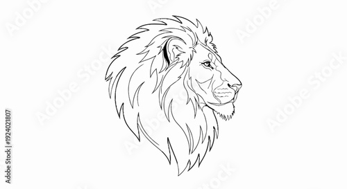 Stylized outline of a lion's majestic head facing right, with mane