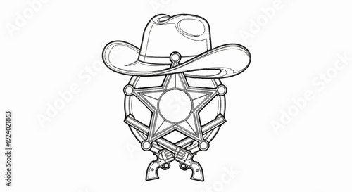 Western cowboy hat badge with crossed pistols