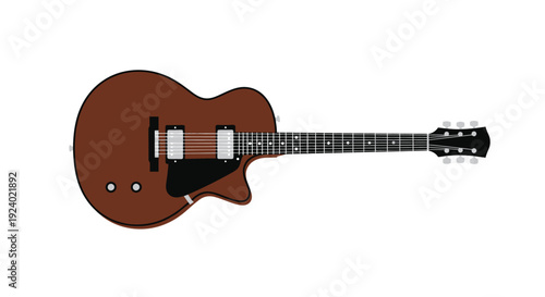 Brown electric guitar isolated on white background for musical design