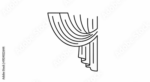 Stylized line drawing of draped fabric with soft folds and pleats