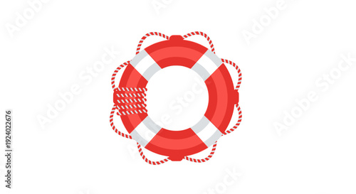 Red and white lifebuoy illustration isolated on a white background concept safety