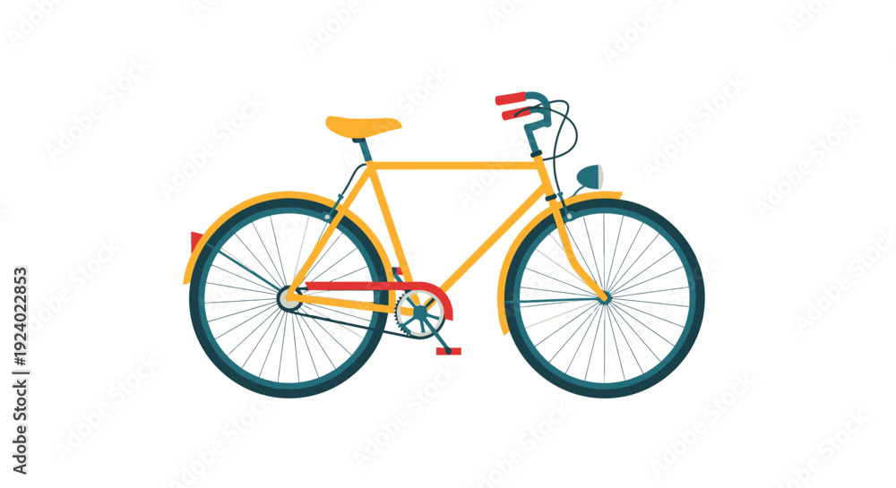 Obraz premium Yellow bicycle illustration on white background for transportation concepts