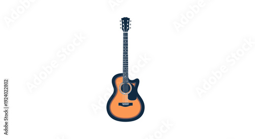 Acoustic guitar illustration isolated on white background for music concepts