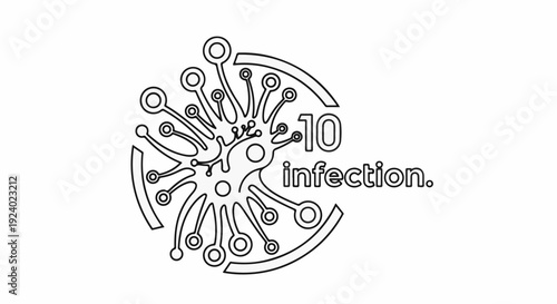 Stylized virus graphic with text "10 infection.
