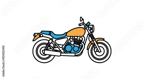 Colorful illustration of a motorcycle on a white background for design