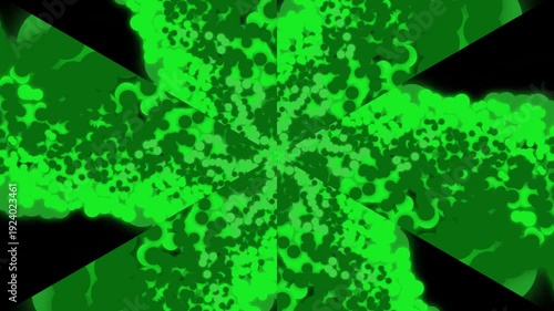 Green Floral Pattern with Black Background.