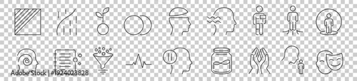 Mental Health Therapy Line Icon Set
