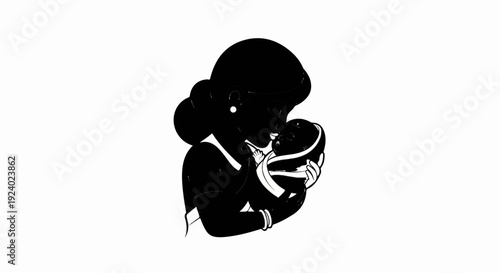 Tender embrace of a mother holding her baby close