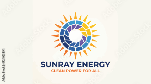 This vibrant logo showcases a sun with colorful rays, embodying a clean energy company dedicated to sustainable power solutions for a better, greener future for all.
