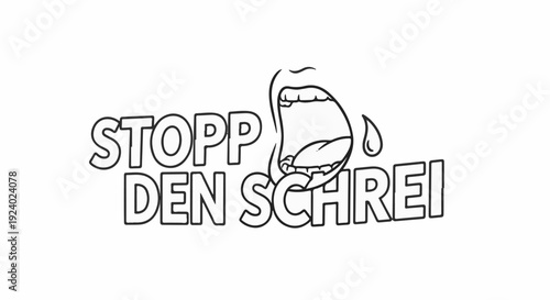 Stylized text with a screaming mouth and teardrop