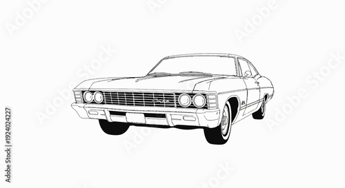 Stylized sketch of a classic American two-door coupe from the 1960s