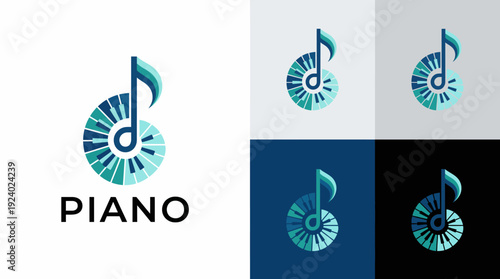 This unique piano logo represents the fusion of music and design, capturing the essence of creativity and artistry, ideal for music-related businesses and projects.