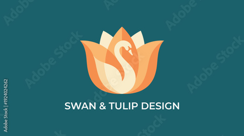 An elegant swan nestled within tulip petals, this logo reflects creativity and harmony, making it perfect for design projects, art studios, and branding endeavors.