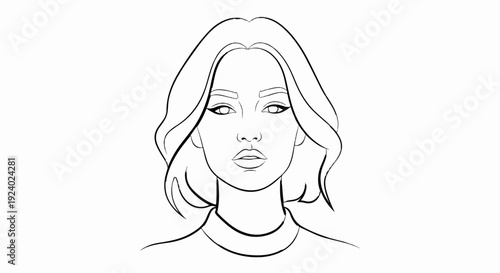 Stylized outline of a woman's face with wavy hair and detailed features