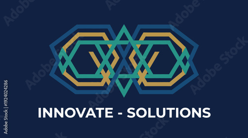 This logo depicts interconnected geometric shapes, symbolizing collaboration and innovation, ideal for consulting firms and creative agencies seeking a modern identity.
