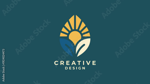 An artistic logo that combines elements of nature with the sun, capturing the essence of creative design through its vibrant colors and harmonious blend of shapes and patterns.