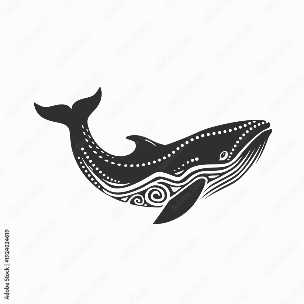 Fototapeta premium Stylized whale illustration on white background vector graphic design