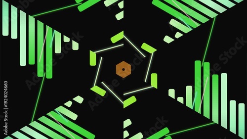 Green Geometric Shapes on Black Background Animation.