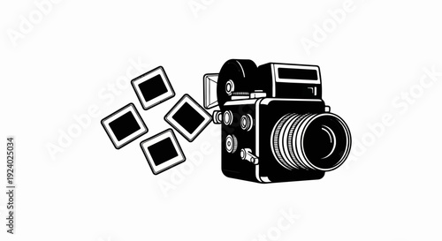 Vintage film camera with slides