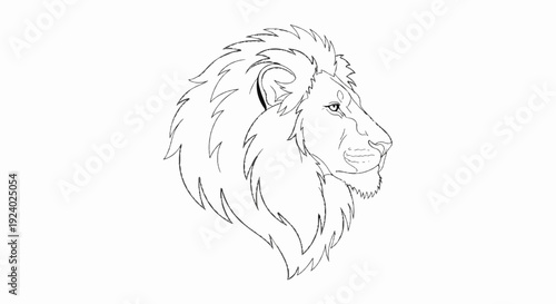 Stylized line drawing of a lion's profile with a detailed mane and fierce expression