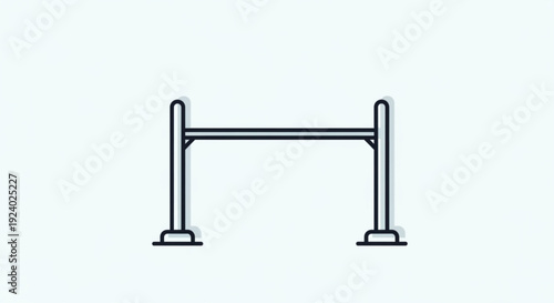 Simple black metal gate with two posts and horizontal bar on white background for design and architecture use