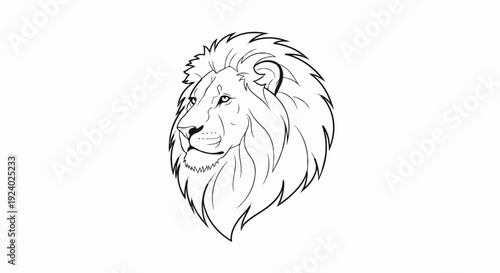 Stylized outline drawing of a majestic lion's head facing left with flowing mane