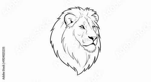 Stylized line drawing of a lion's head facing right