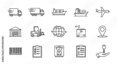Logistics and Shipping Icons Collection Vector Art.