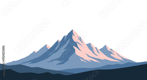 Stylized mountain range illustration with peaks and gradient colors against white