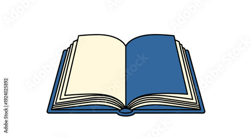 Open book illustration with blank pages and a blue cover vector design