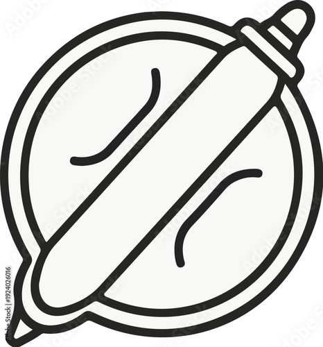 Stylized pen emblem within a circular frame