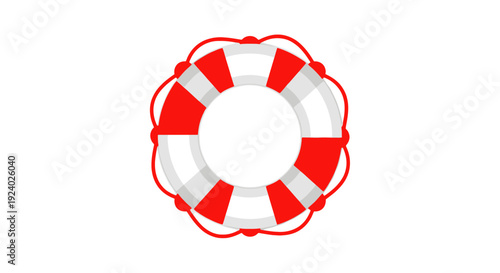 Red and white lifebuoy isolated on white background for safety concept